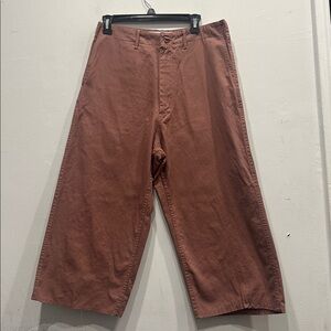 caron callahan brown crop wide leg pants chinos classic size large cotton